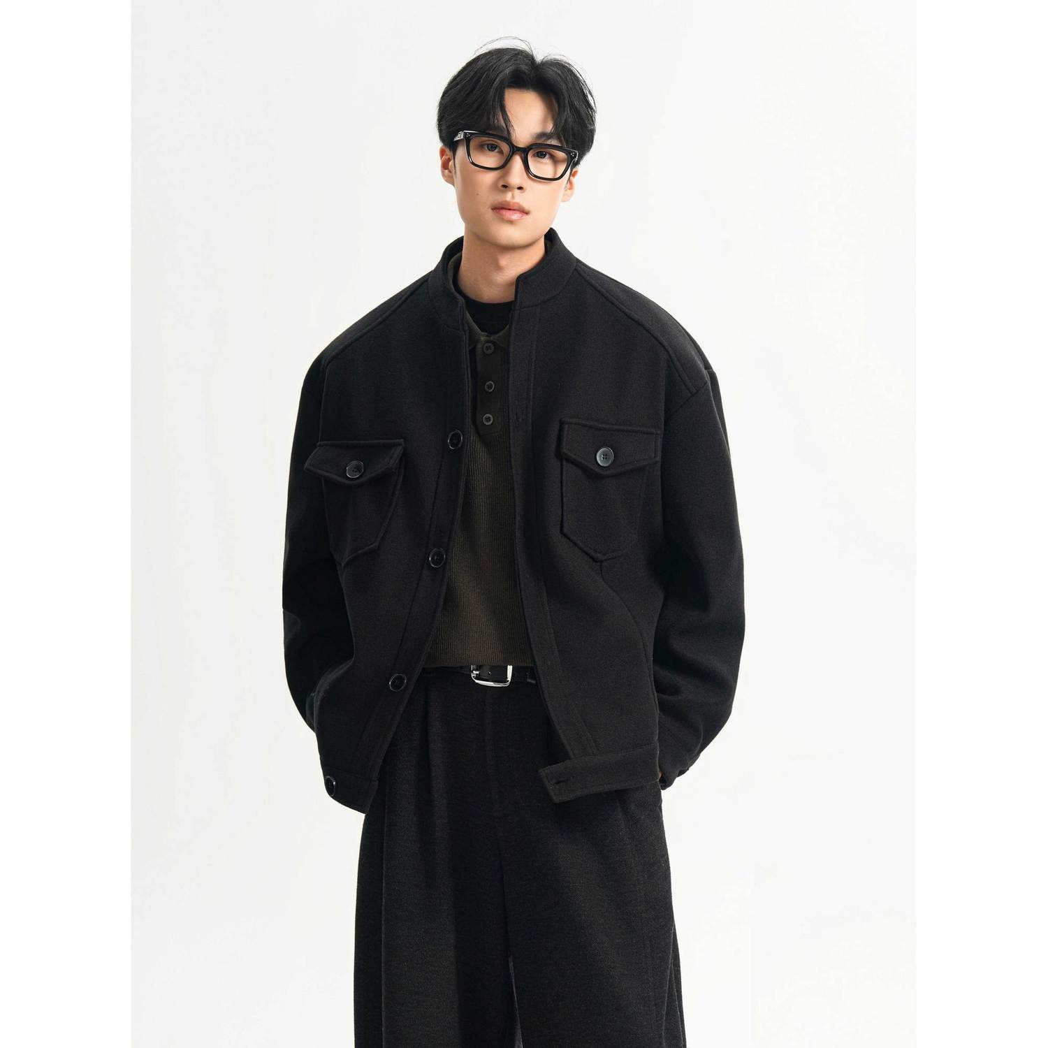 Wool Blend Jacket Man Green He - đánh giá và giá Health Wellness Training